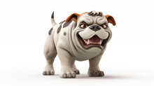 Cartoon Angry Bulldog Standing On White Background 