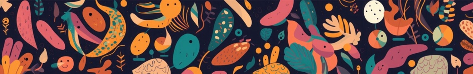 Wall Mural - Decorative abstract collection with colorful doodles. Hand-drawn modern illustration, Generative AI 