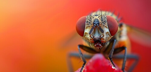 fly on red flower