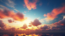 Sky At Sunset, Sky At Sunrise, Clouds, Orange Clouds Cirrus Clouds, Cumulus Clouds, Sky Gradient, Sky Background At Dusk, Twilight, Nightfall, Pink Sky, Pink Clouds, Sun, Environment,