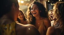 Group Of Young Women Dancing In A Party, Real Photo, Stock Photography With A Documentary-style Approach, Capturing Candid Moments And Emotions