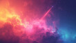 An image of a tiny meteor navigating through a pastel-colored abstract sky,