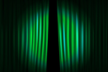 Poster - Green curtain with circle light of projector. Vector background
