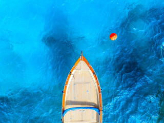 Wall Mural - drone view of a motor boat. luxury transportation. vacation and holidays. summer time for sea travel