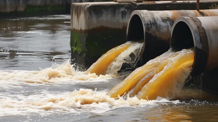 Wall Mural - an industrial waste concept depicting the environmental issue of pollution, with untreated sewage wa