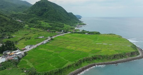 Sticker - Drown fly over Shitiping Coastal Stone Step Plain in Hualien of Taiwan