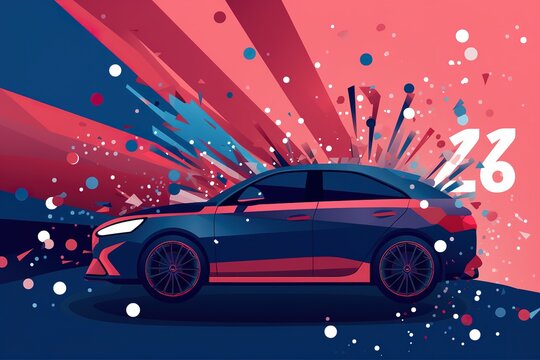 Sport car of colorful set. Showcasing of an inner speed demon with this whimsical cartoon design of a sportscar. It's a fun and imaginative take on the world of racing Generative AI