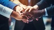 Closeup of Partnership Hands: Motivation and Team Building for Success, Trust in Business Deal and Support Goals Together AI Generated