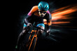 Olympic sport cycling background with copyspace. Cyclist. Dramatic colorful portrait. Speed and powerfull