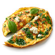 Spinach and feta omelette isolated on white background, isometry, png
