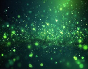 Wall Mural - green glow particle abstract bokeh background, green background with stars
