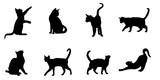 Fototapeta Koty - set of cats silhouettes