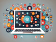 © Mahmud - Digital Marketing Flat Vector Icons designs. Digital Marketing Vector Background Design with Icons Design.