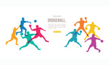 Fototapeta Las - Colorful vector editable dodgeball player in action best for any graphic background
