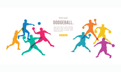 Wall Mural - Colorful vector editable dodgeball player in action best for any graphic background