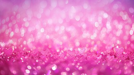 Wall Mural - pink sparkling defocused lights of hearts background
