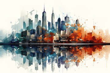 Canvas Print - usa, new york watercolor, watercolor drawing