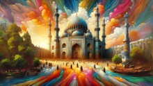 Mosque In Painting Art