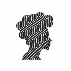 Poster - Abstract Head: An Evolution of Beauty and Mind in Striped Silhouette.