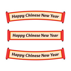 chinese scroll, banner icon set for happy chinese new year decoration. flat design element in minima
