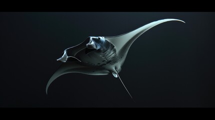 Wall Mural - Manta Ray in the solid black background