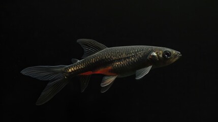 Wall Mural - Mullet in the solid black background