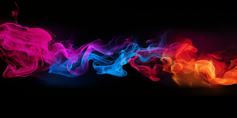 Wall Mural - Colored smoke with black background for graphics