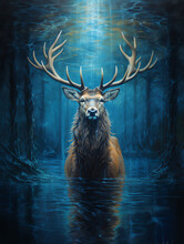 A Deer Standing In A Body Of Water