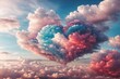 Heart made of clouds in the sky with beautiful colors, love concept,beautiful colorful valentine day heart in the clouds
