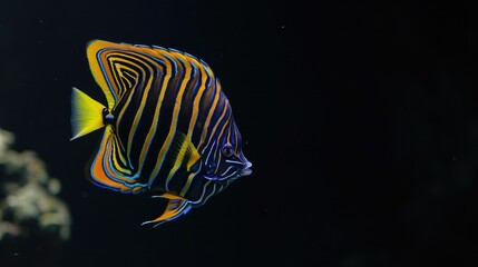 Regal Angelfish in the solid black background