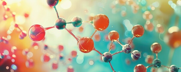diagram of a molecular model with background of atomic and molecular science