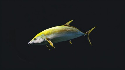 Wall Mural - Yellowtail in the solid black background