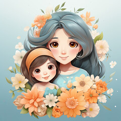 Wall Mural - concept of love of mother and child bonding, happy mothers day 