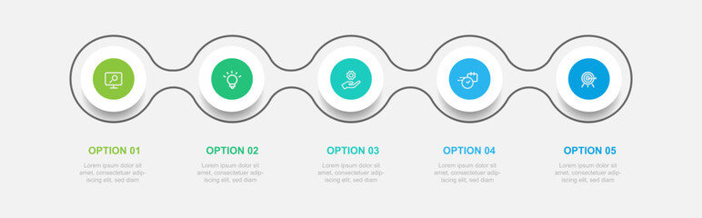 Design template infographic vector element with 5 step process or option suitable for web presentation and business information