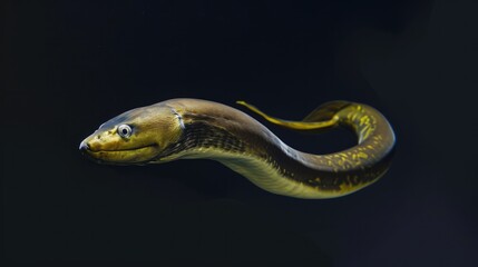 Wall Mural - Shortfin Eel in the solid black background