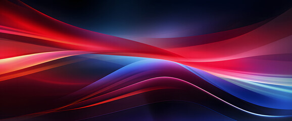 Wall Mural - Abstract modern artwork with high speed sync blue and red lights background. Dark navy and orange tones, vibrant colorscape with high horizon lines.