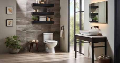 Wall Mural - Sustainable toilet options for your bathroom, combining environmental responsibility with sleek design