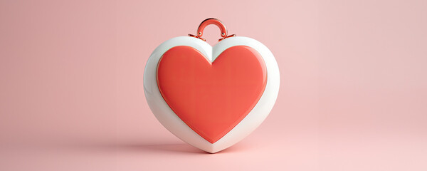 Sticker - Pink and red heart-shaped purse with a handle