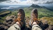 A Close-Up of a Mountaineer's Feet Braving the Mountain Heights
