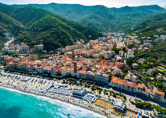 Poster - Aerial view of Noli on the Italian Riviera, Liguria, Italy