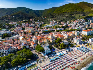 Poster - Aerial view of Spotorno on the Italian Riviera, Liguria, Italy