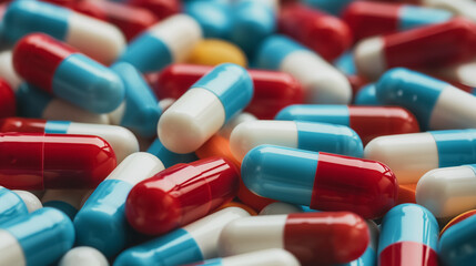 colorful assortment of pharmaceutical capsules close-up.