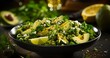 Freshness with zesty avocado and cilantro salad, a vibrant addition to any meal