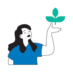 Leinwandbilder - Science laboratory concept with cartoon people in flat design for web. Scientist learning biotechnology and researching plant leaf. Vector illustration for social media banner, marketing material.