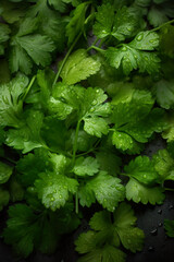 bunch of Cilantro with droplets of water