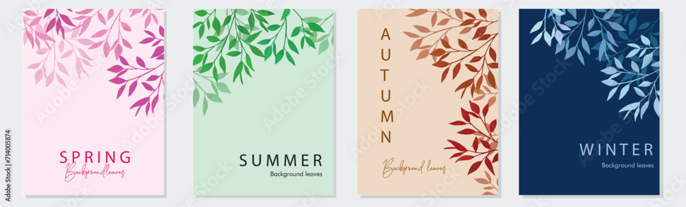 Four seasons are summer, autumn, winter, spring. simple and cute vector ...