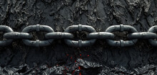 Sturdy Metal Chains On A Dark Grungy Textured Backdrop.