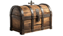 Wooden Treasure Chest Isolated On Transparent Background. 3d Illustration.