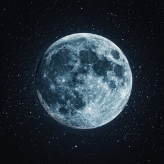 Wall Mural - Stunning Full Moon with Twinkling Stars Around