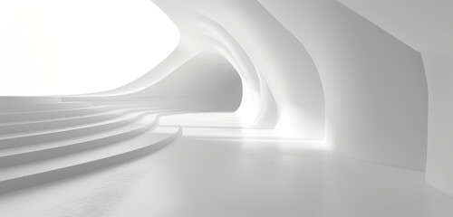 Wall Mural - Sleek white minimalist curves of a modern abstract structure.